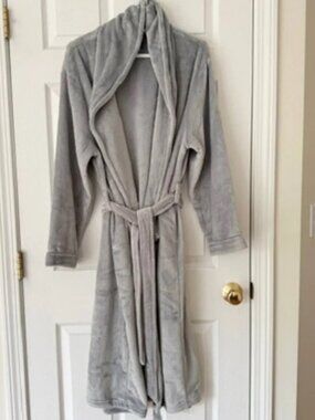 Berkley Jensen Plush Fleece Bathrobe Robe Gray XL Shawl Collar Belted Soft